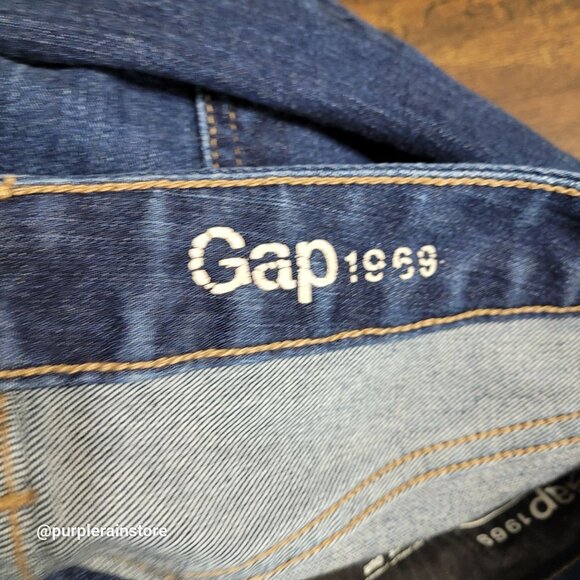 GAP Jeans 28 S Long & Lean Flare Mid Rise Dark Wash Stretch Denim Western - Picture 3 of 14